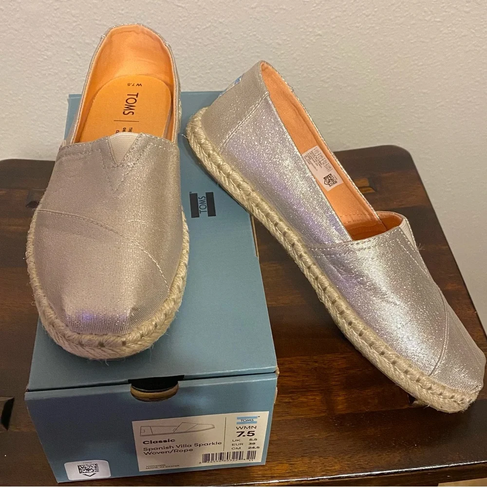 NIB TOMS Spanish Villa Sparkle Woven/Rope - Picture 4 of 7